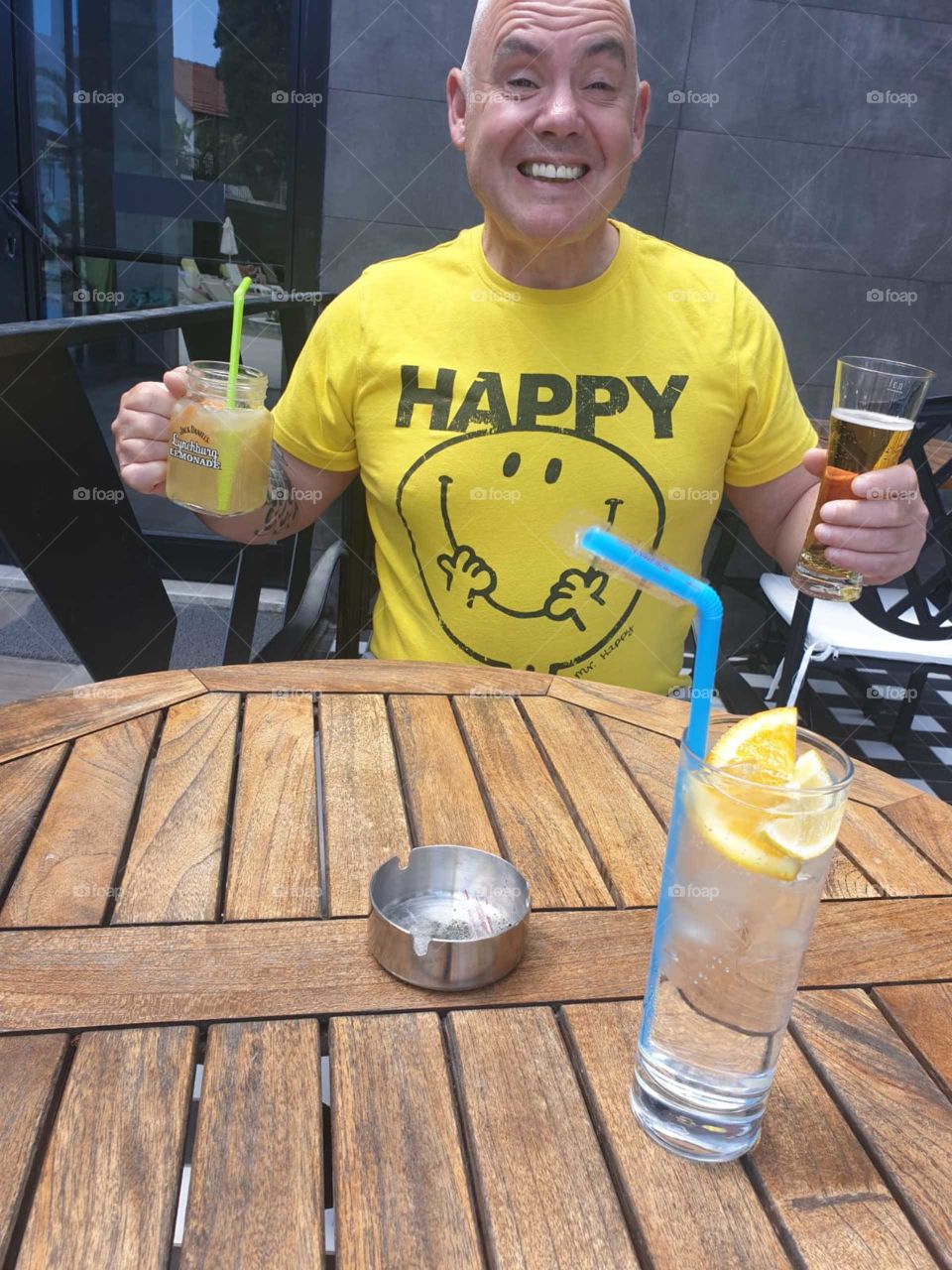 My father in law on holiday Mr Happy
