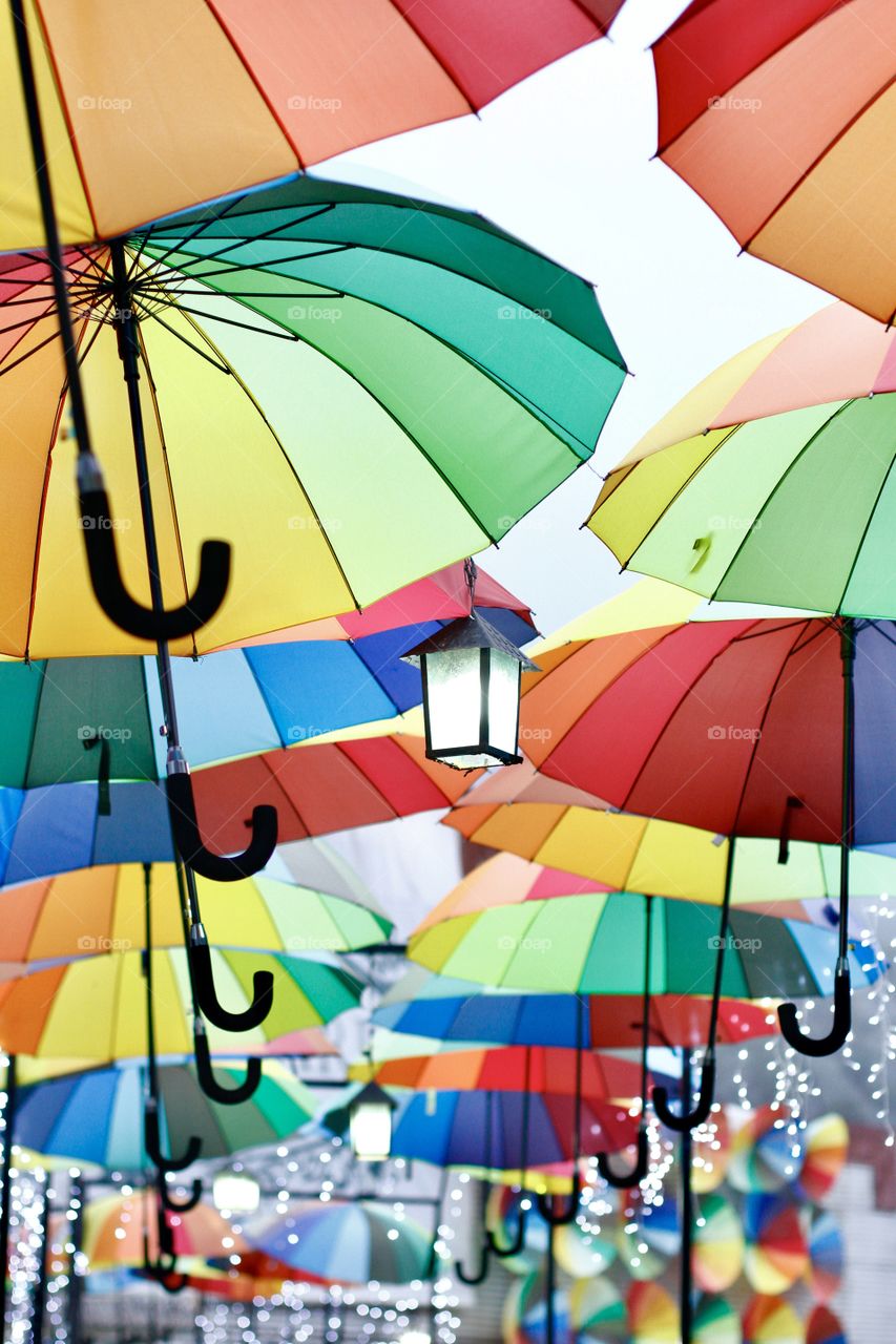 for gray days, colorful umbrella.