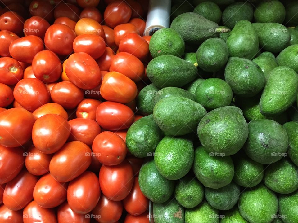 Full frame of vegetables and fruit