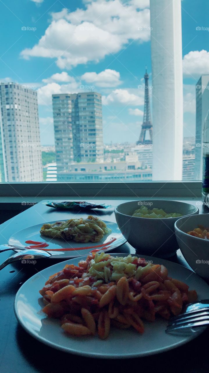 Breakfast (cook myself😜) with nice view. 