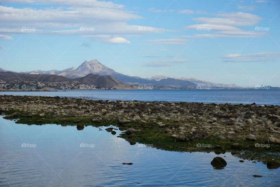 Beach#lake#mountain#sky#clouds