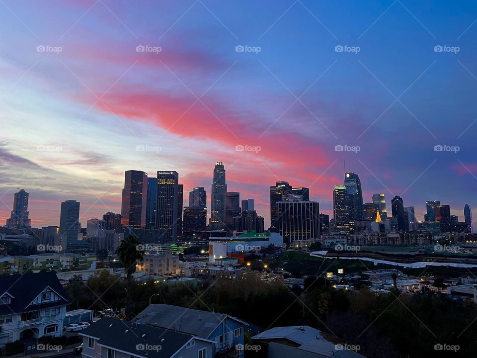 Beautiful sunrise over Downtown Los Angeles from
Westlake