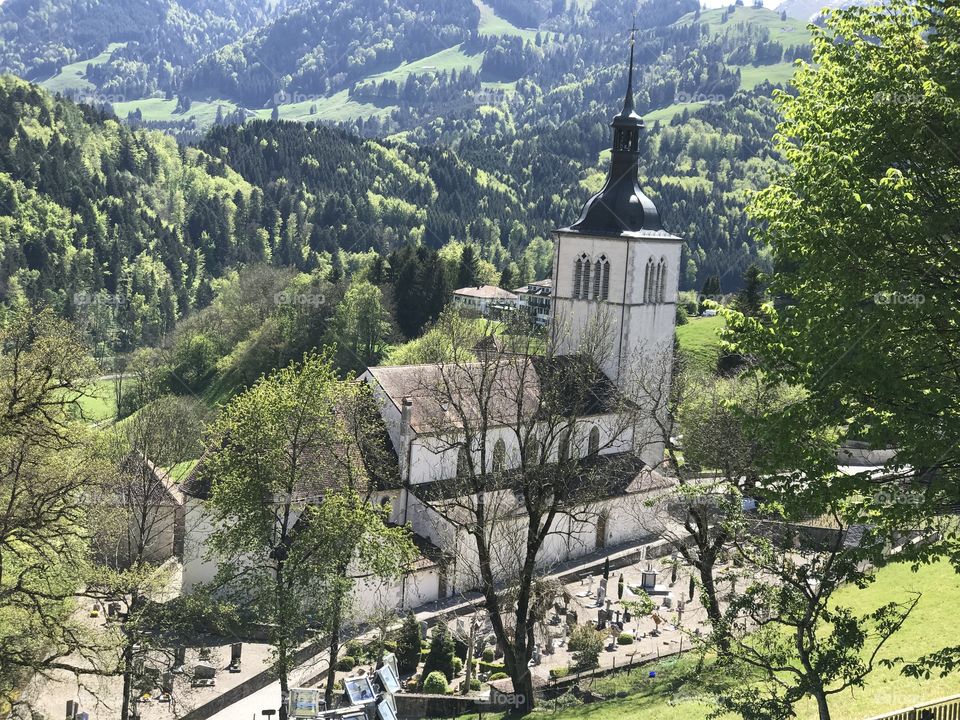 Historic church in Gruyere, Switzerland 