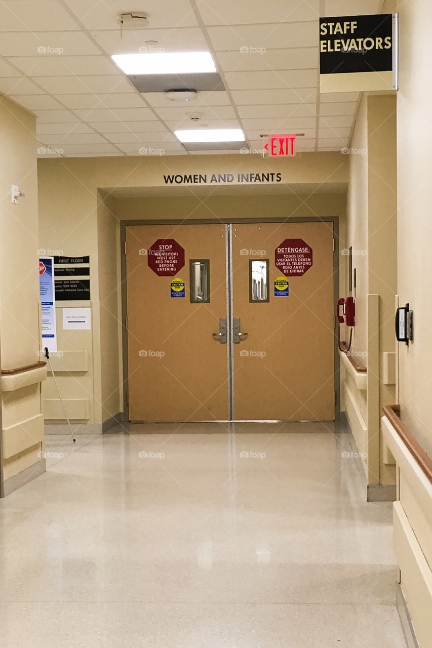 Hospital corridor to women and infants wing