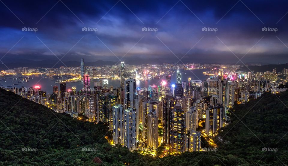View of Hongkong city at night