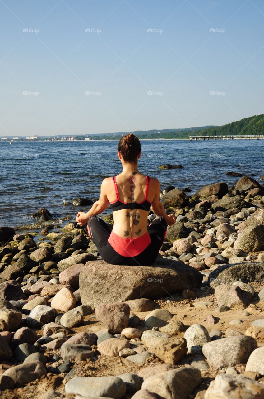 Yoga at the Baltic Sea coast in Poland 