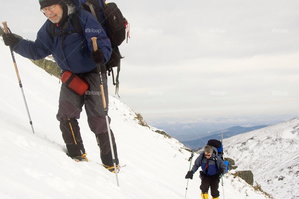 To backpackers complete the presidential traverse in the White