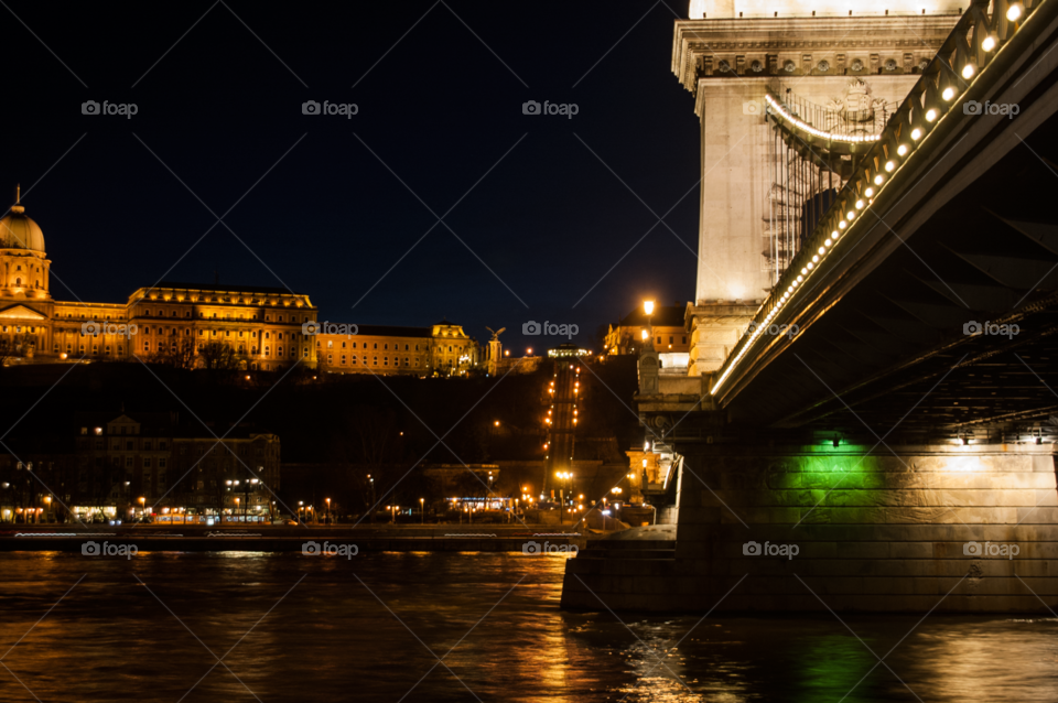 Hungarian bridge in the night