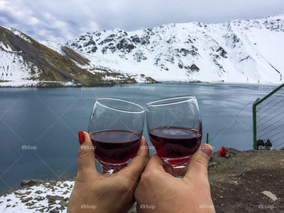 Wine at snow