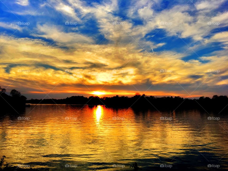 Sunset over the lake
