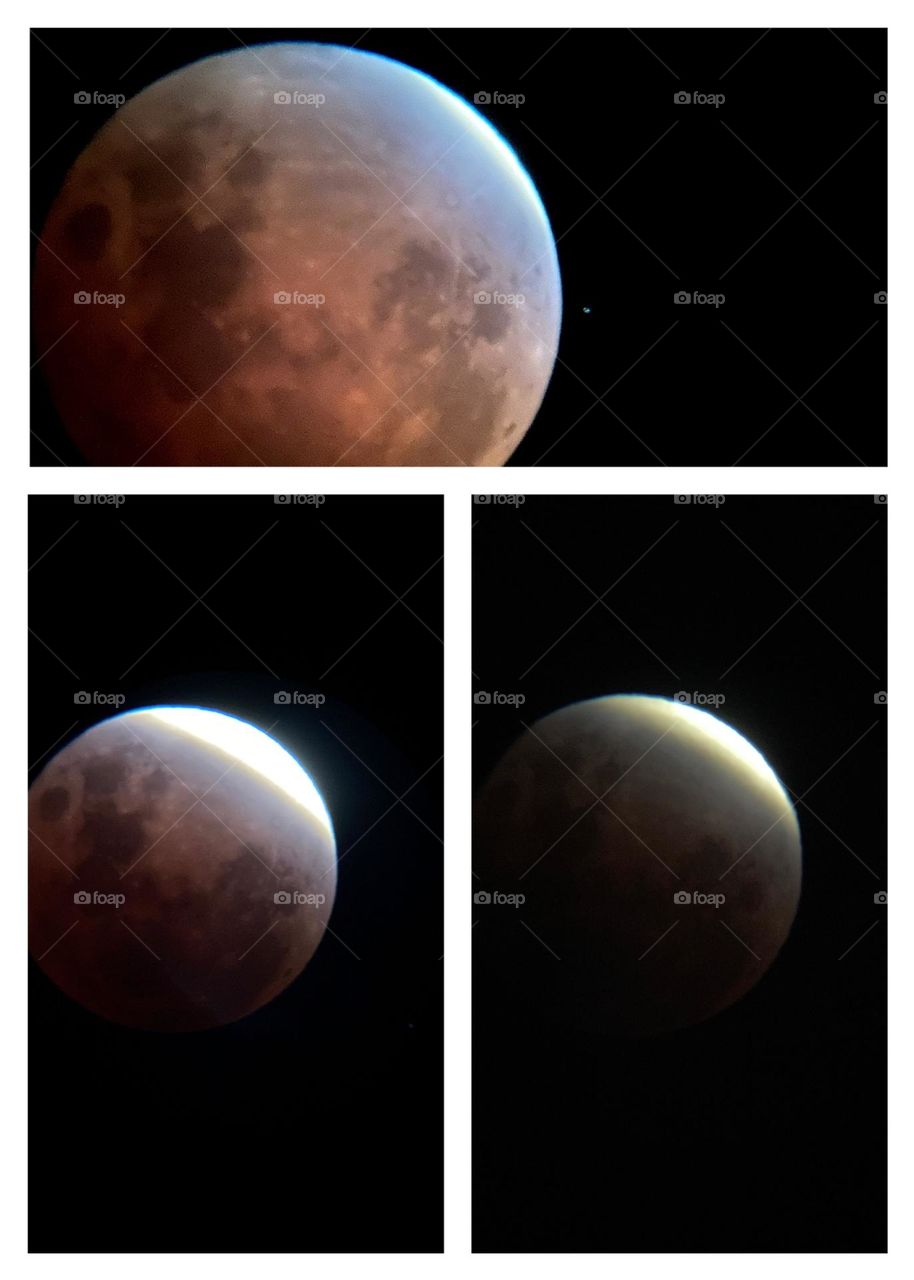 Another eclipse seen through a telescope, the fading light of the moon