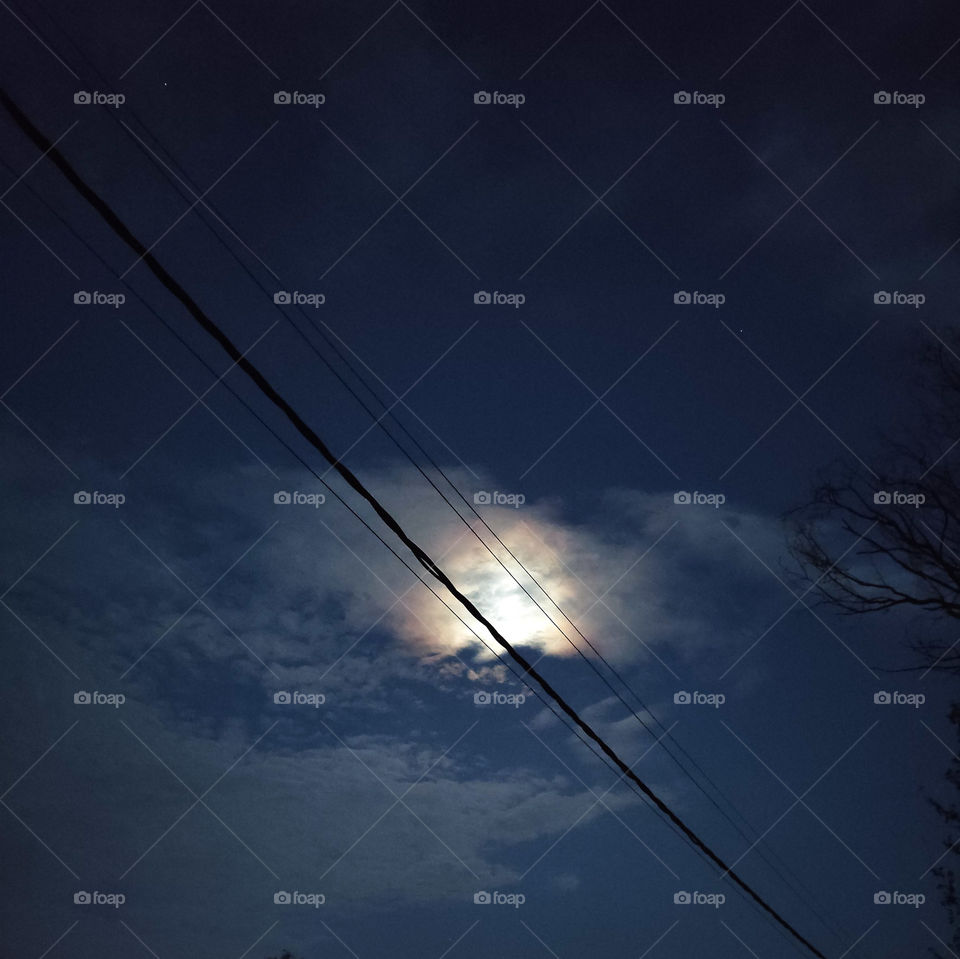 moon behind a cloud