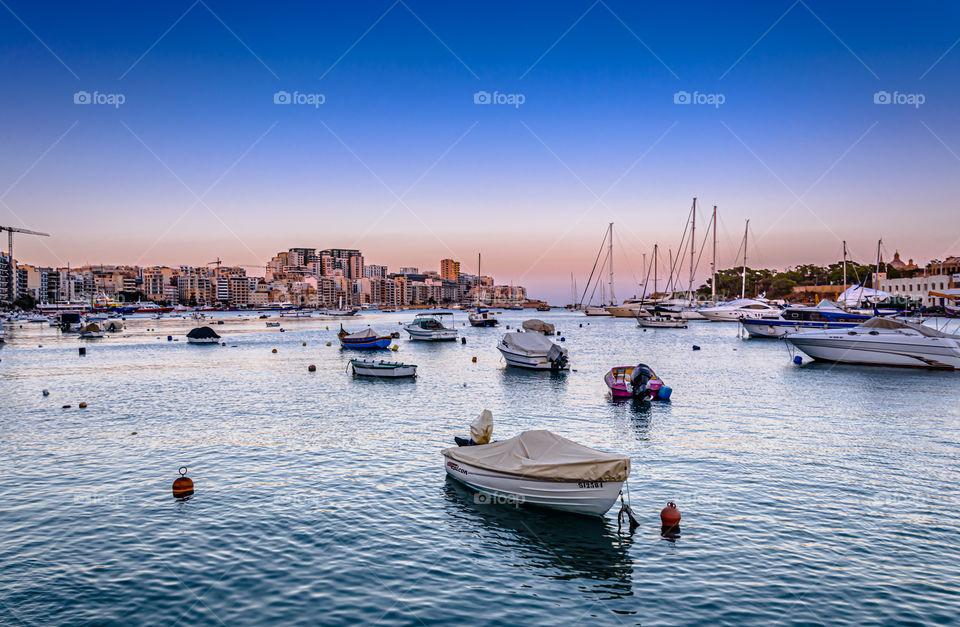 Sunset over Sliema Harbour