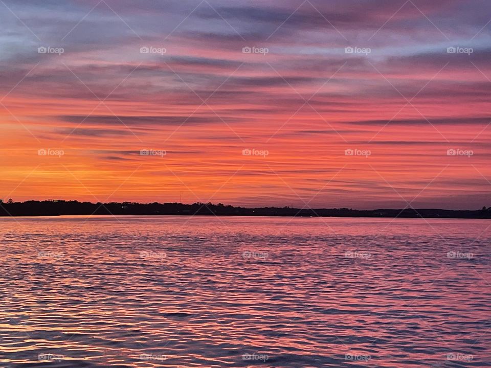 Sunset over the river