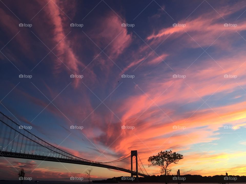 Sunsets. Bridge. Magic hour. Clouds. 