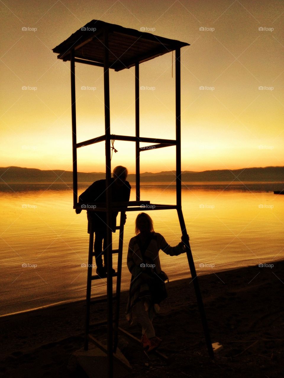 Enjoying sunset at the lake