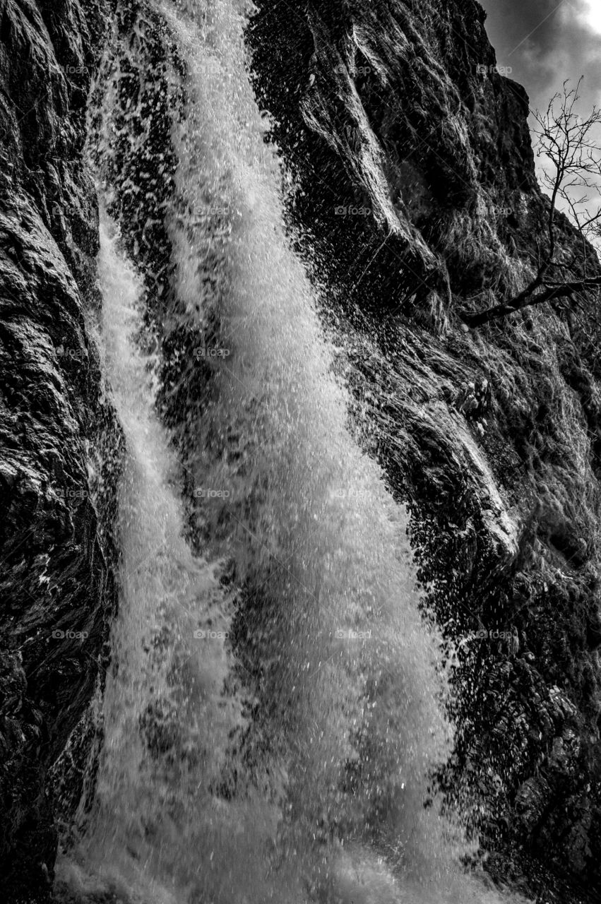 Powerfull waterfall close up.