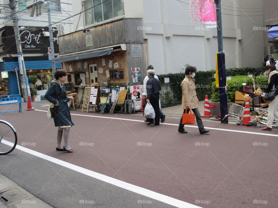 People Shopping on Street, Nakameguro, Tokyo, Japan