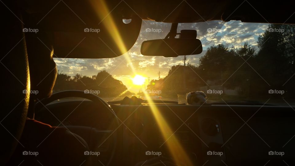 Sunset in a Car