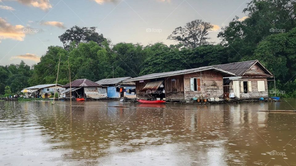 Floating houses on the river.