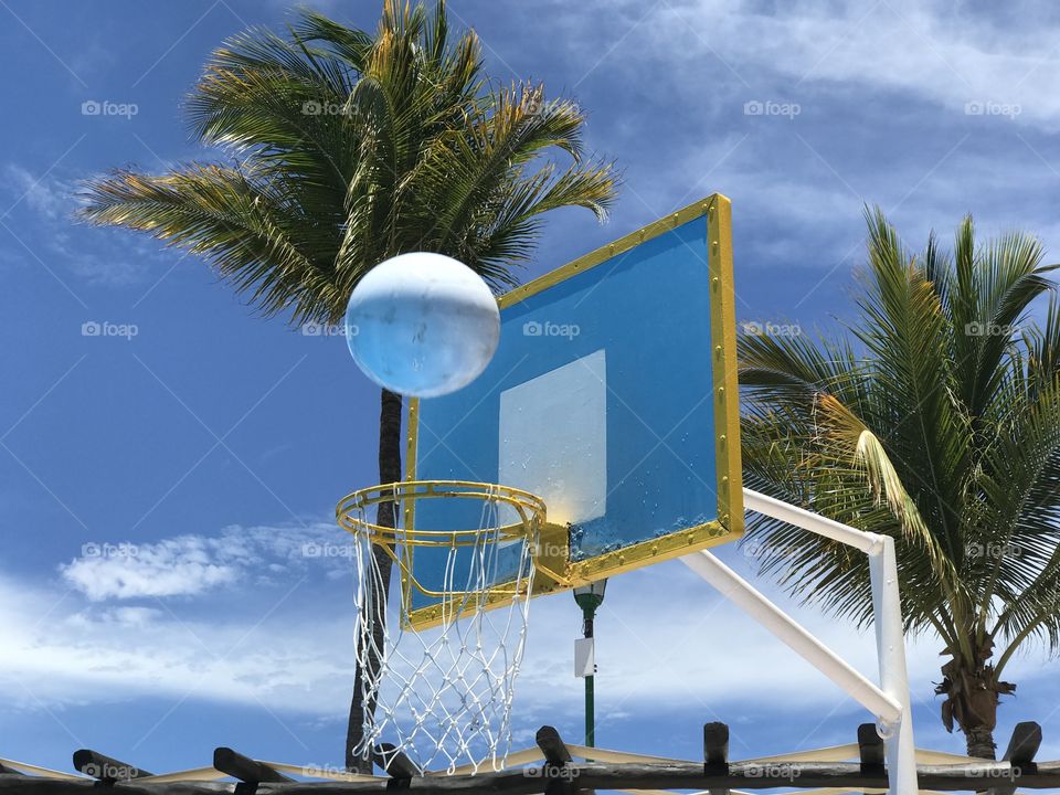 Poolside beach basketball 