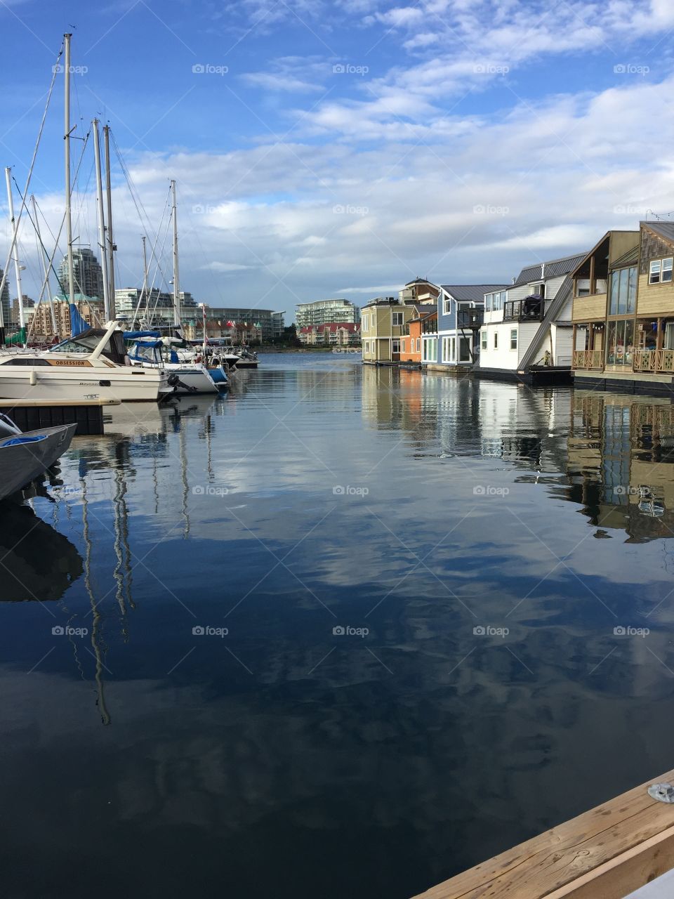 Calm day on the harbour, water like glass
