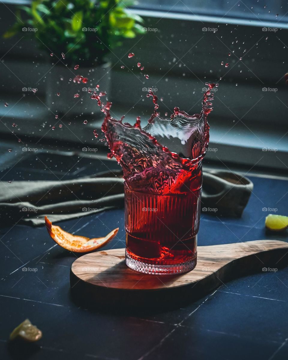 Splash , Summer drink , action shot 