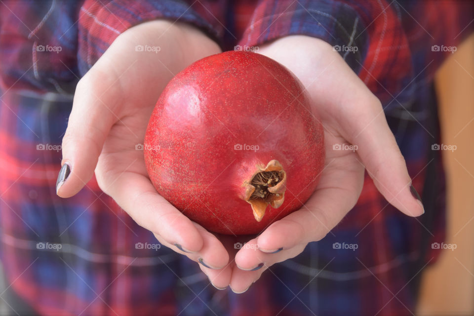 Exotic fruit, whole pomegranate
