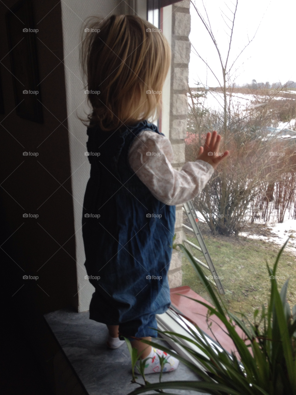 nature child window little girl by liselott