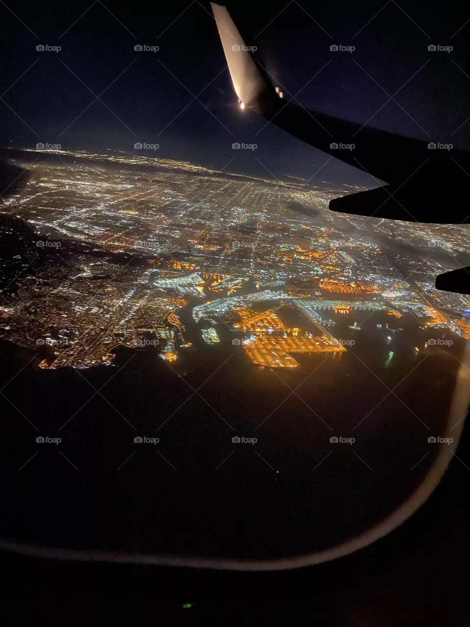 City lights from a window seat ✈️