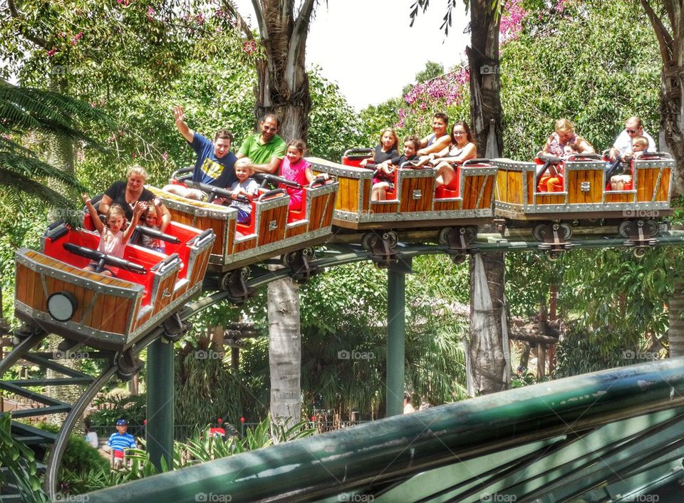 California Rollercoaster. Families On A Children's Rollercoaster
