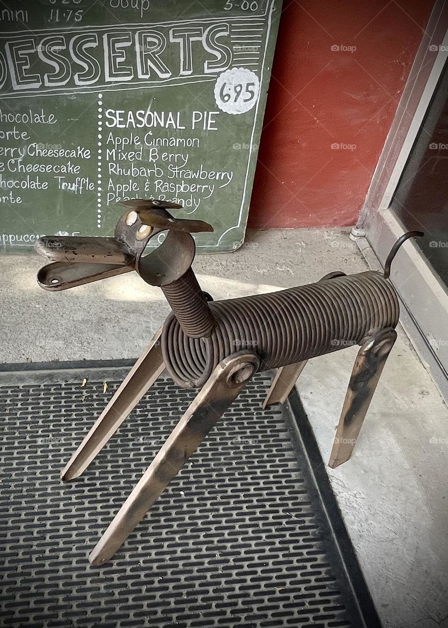 Small recycled metal dog...