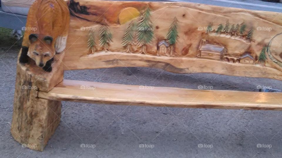 carved bench