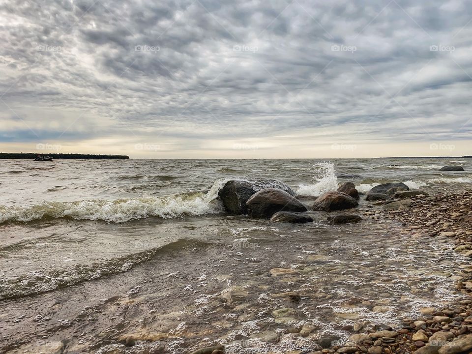 Waves on a rocky beach