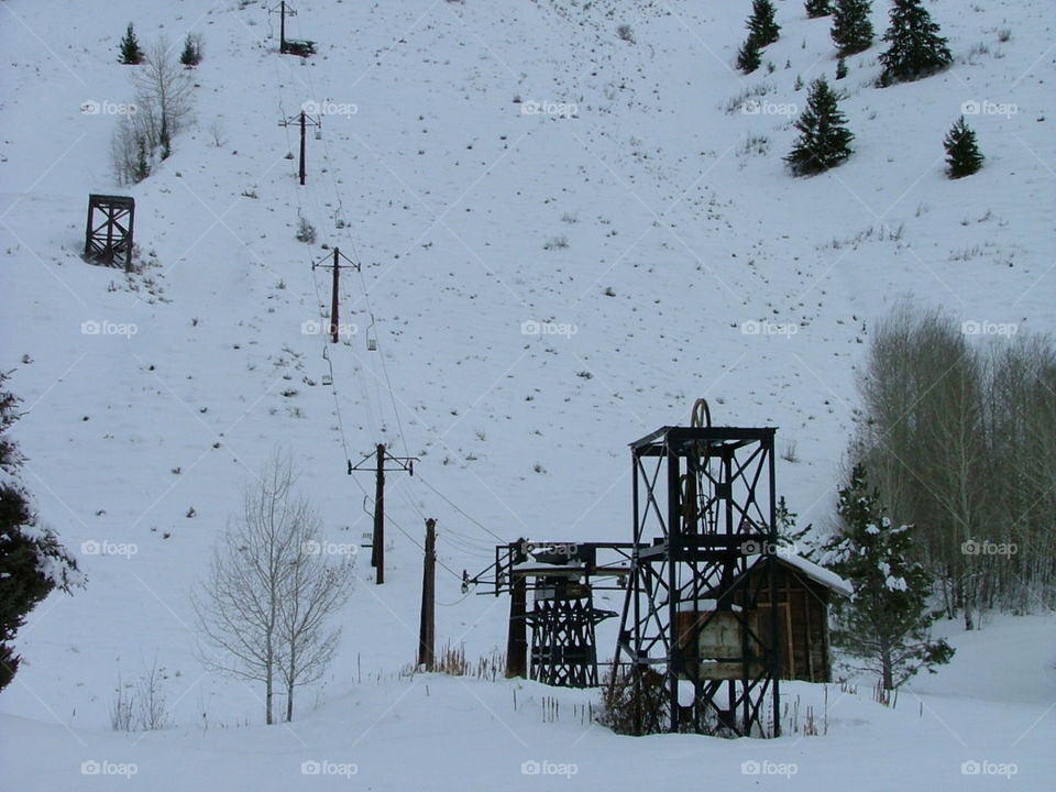 old lift. an old un used ski lift in sun Valley Idaho.
