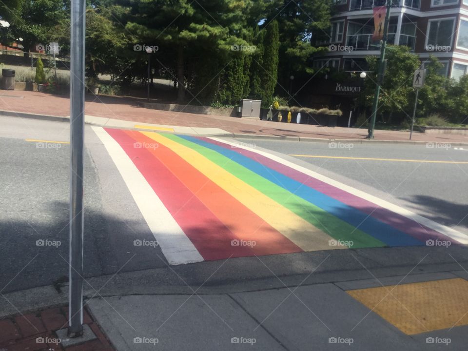 Pride Rainbow painted on the Crosswalk in White Rock 