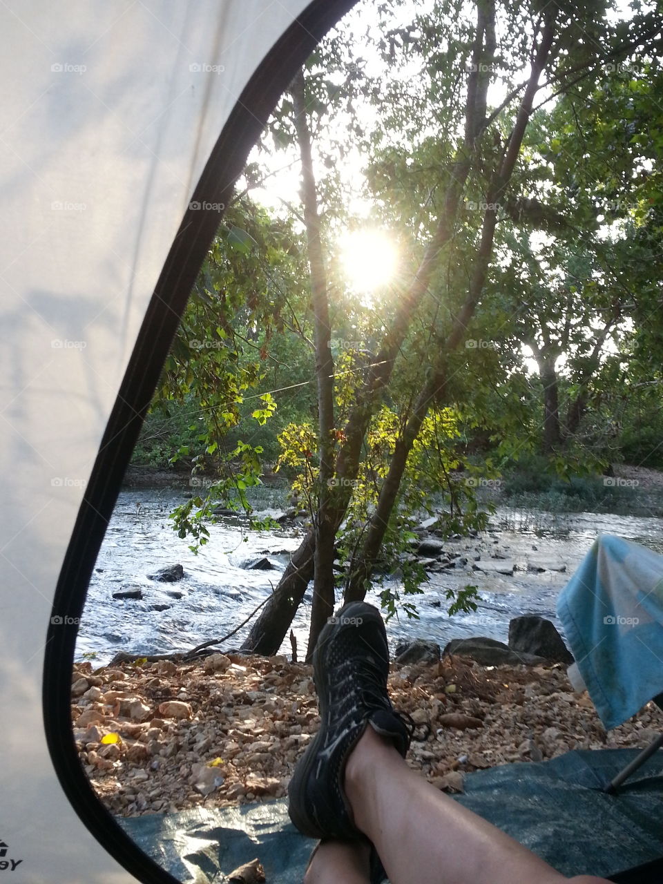 camping tent view. elk river misouri