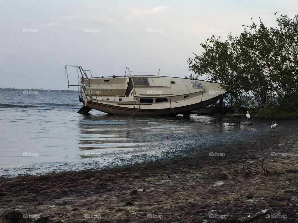 Beached sailboat wreck 