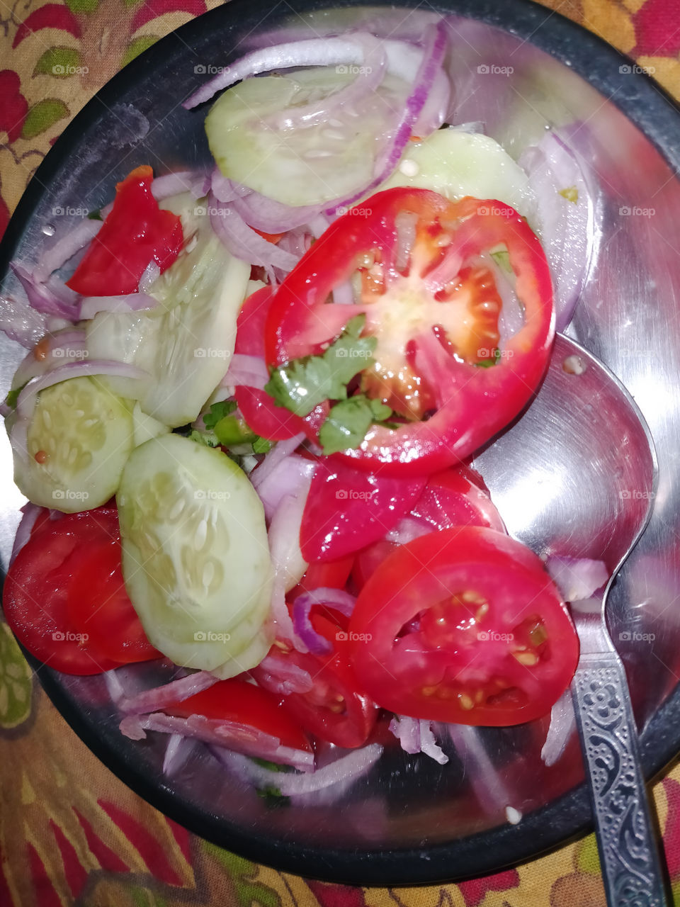 Salat of cucumber,Tomato,onion.