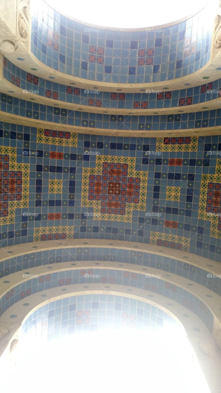 Wrigley Memorial. This is the ceiling of the arch known as the Wrigley Memorial on Catalina Island. The tile work was incredible!
