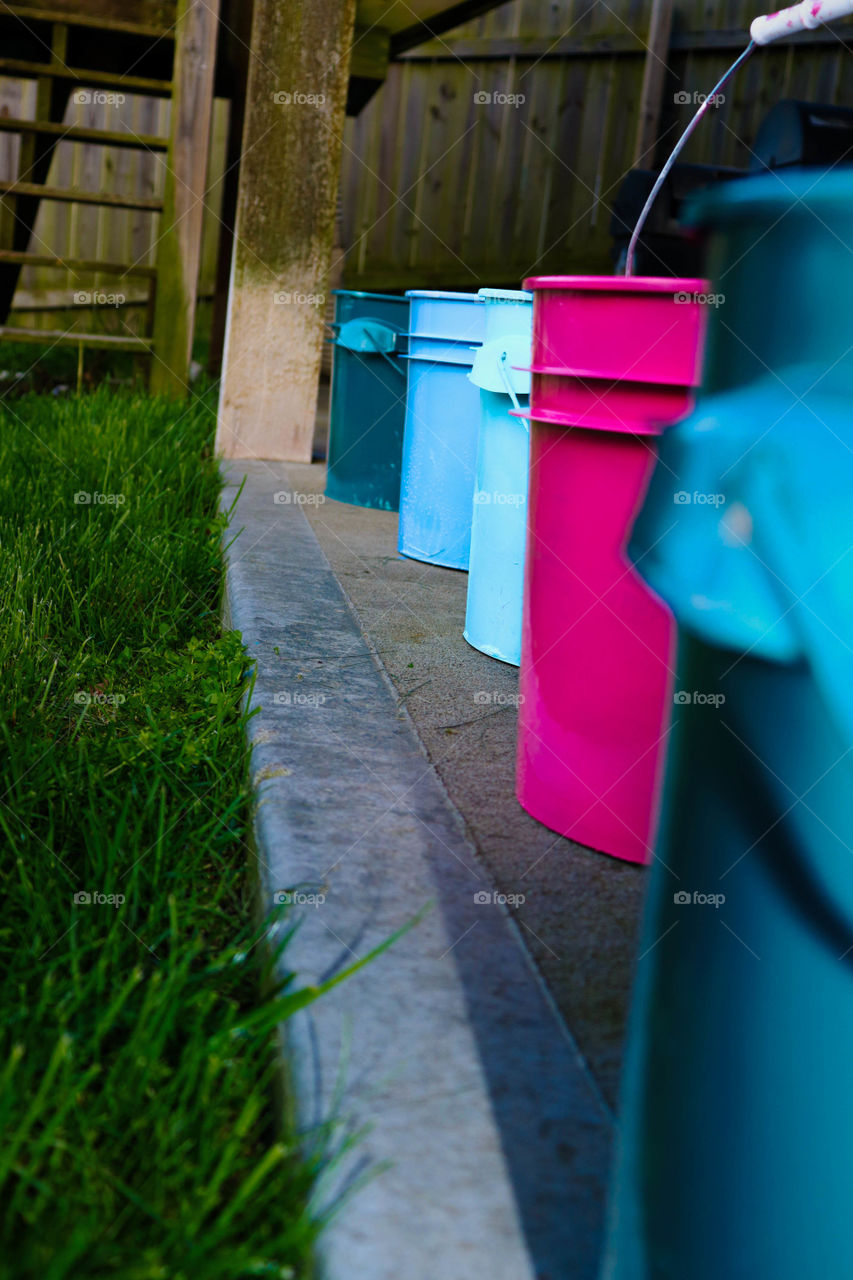 pretty colorful buckets