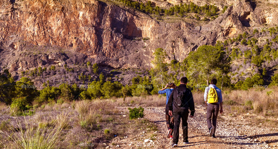 Group of friend hiking in the mountain