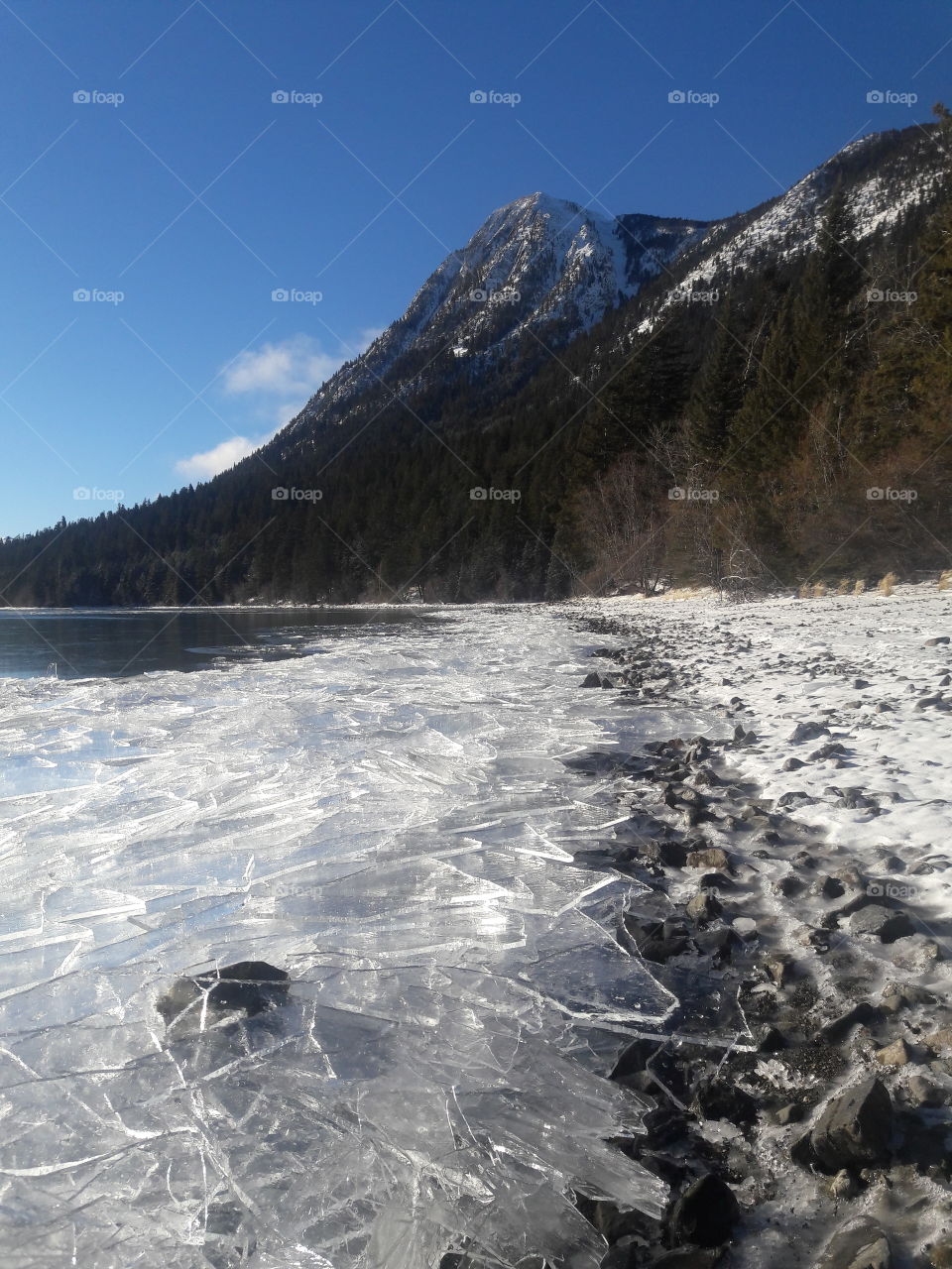 Scenic view of frozen lake
