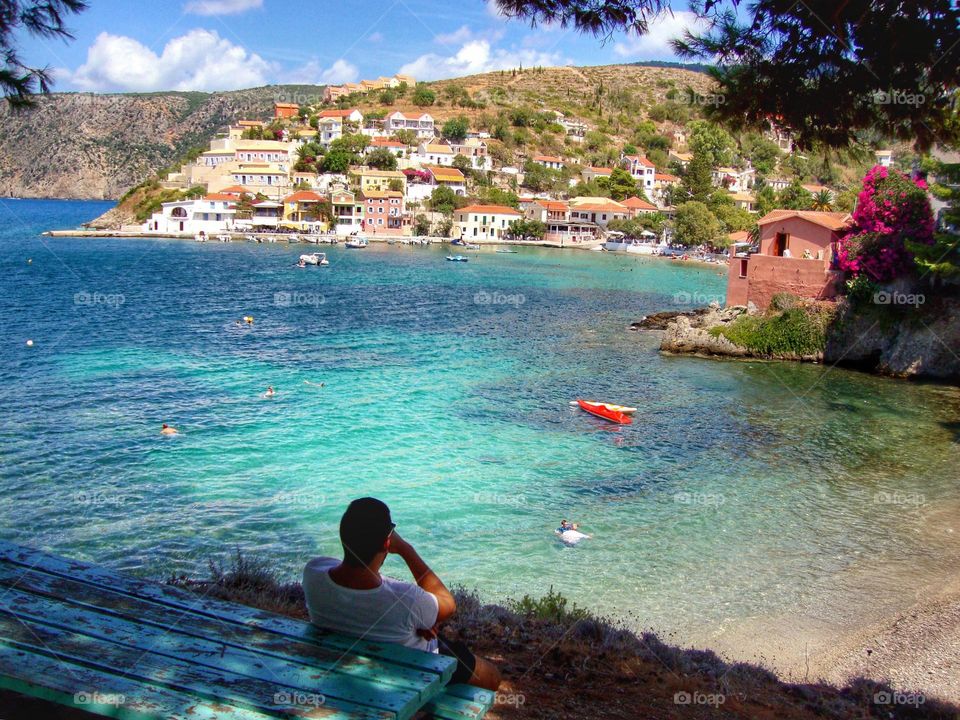 Savouring this beautiful Summertime view on a picnic bench painted in a turquoise blue to match the sea … you never want to leave 💙