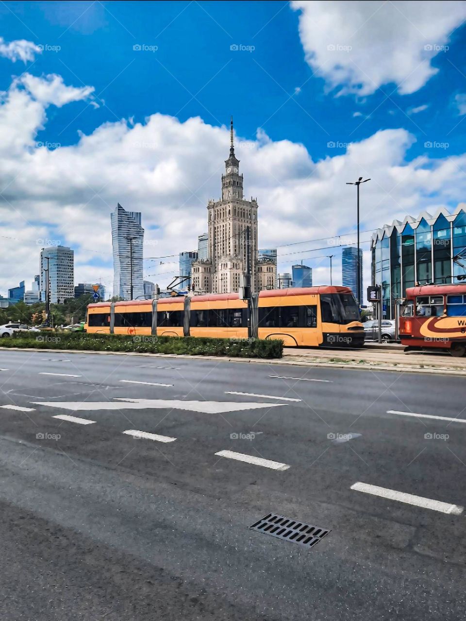 Urban Transit and Iconic Architecture Cityscape  Palace of Culture and Science"