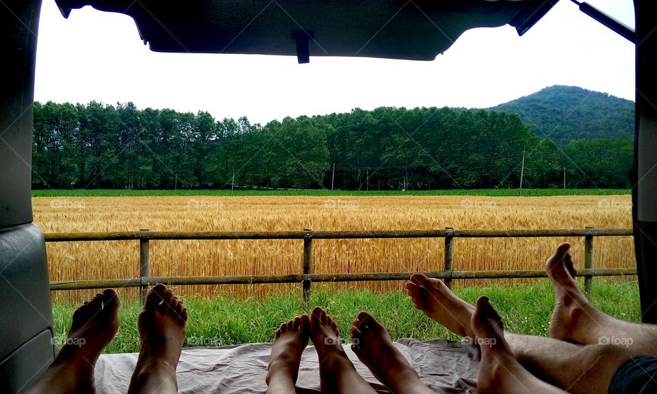 Sant Privat d'en Bas, Catalonia, Spain. Wake up at our van