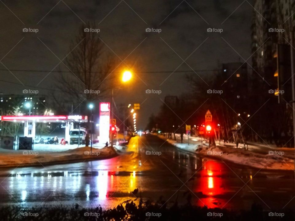 трасса, шоссе ночью