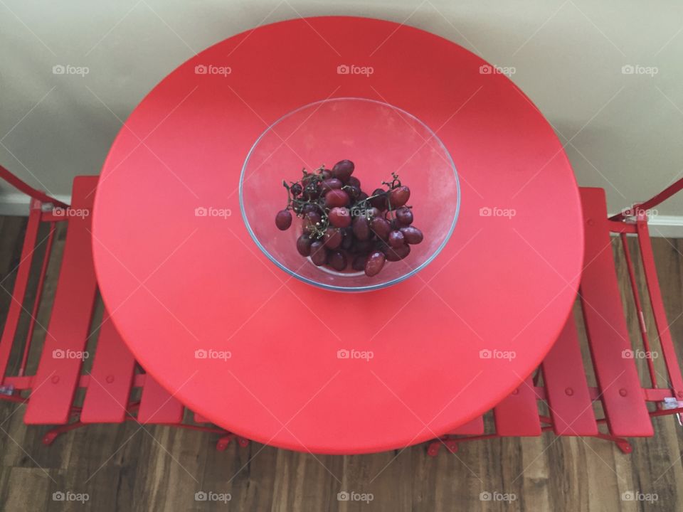 Grapes on café table