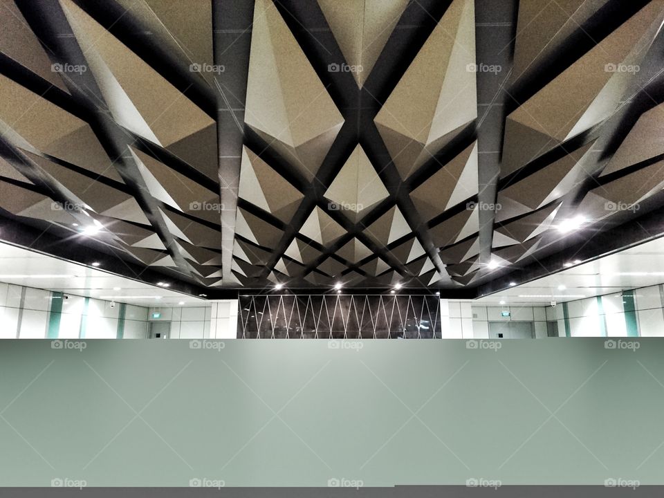 Ceiling of a train station