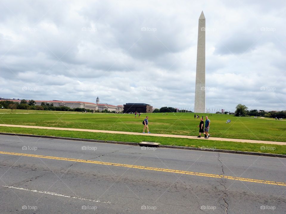 The Washington DC monuments touching the clouds